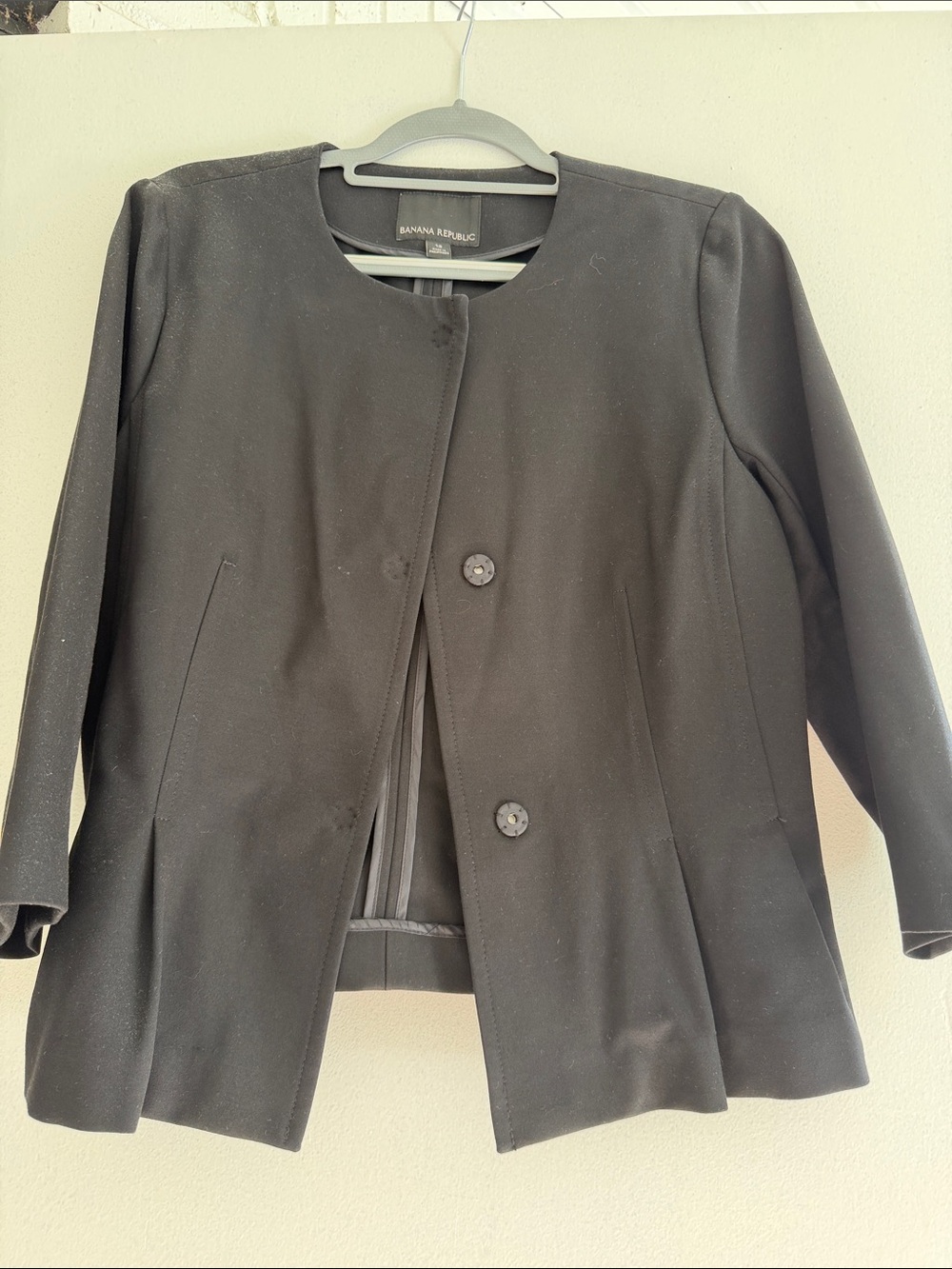 Banana Republic Black Collarless Two-Button Blazer